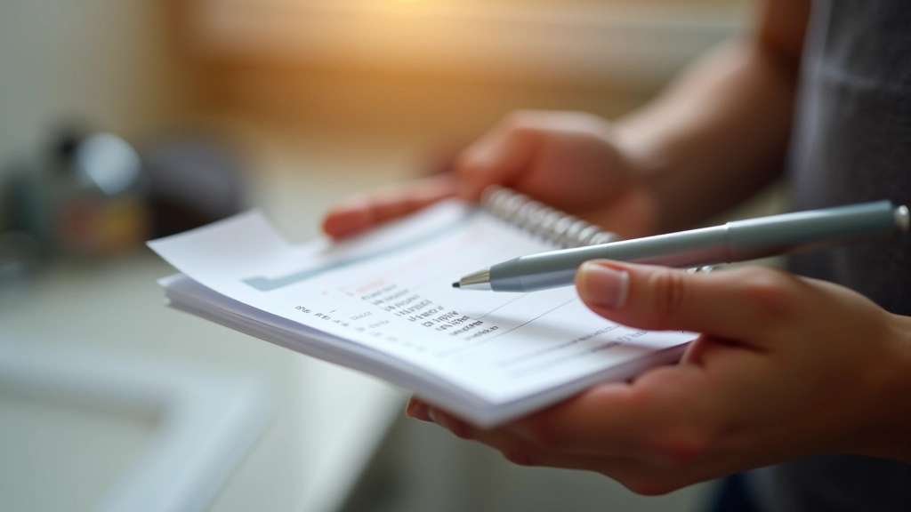 Gros plan sur des mains tenant un carnet de budget