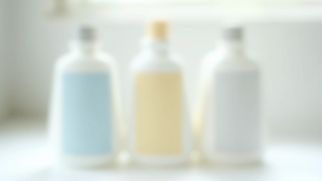 Gros plan sur trois bouteilles de détergent avec leurs étiquettes visibles, organisées côte à côte sur une surface blanche, lumière naturelle douce